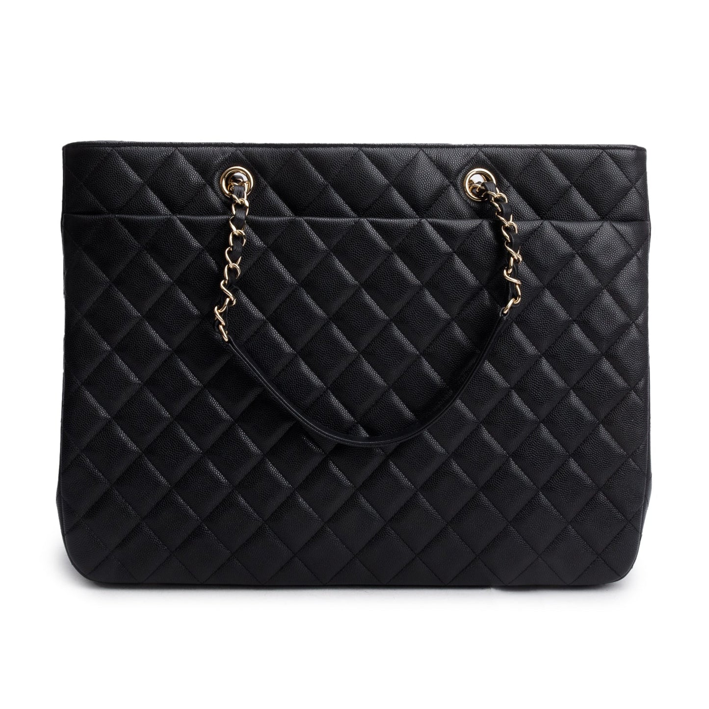 Chanel 2021 Black Caviar Quilted Classic Large Shopping Tote