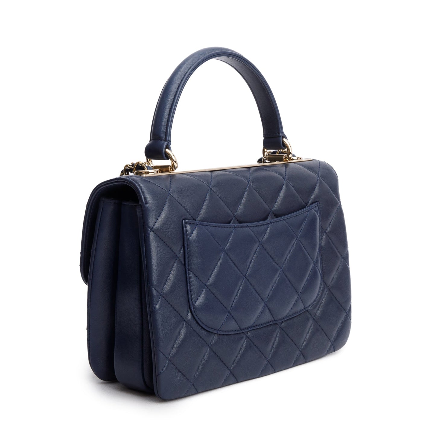 Chanel Navy Lambskin Quilted Small Trendy Top Handle Bag