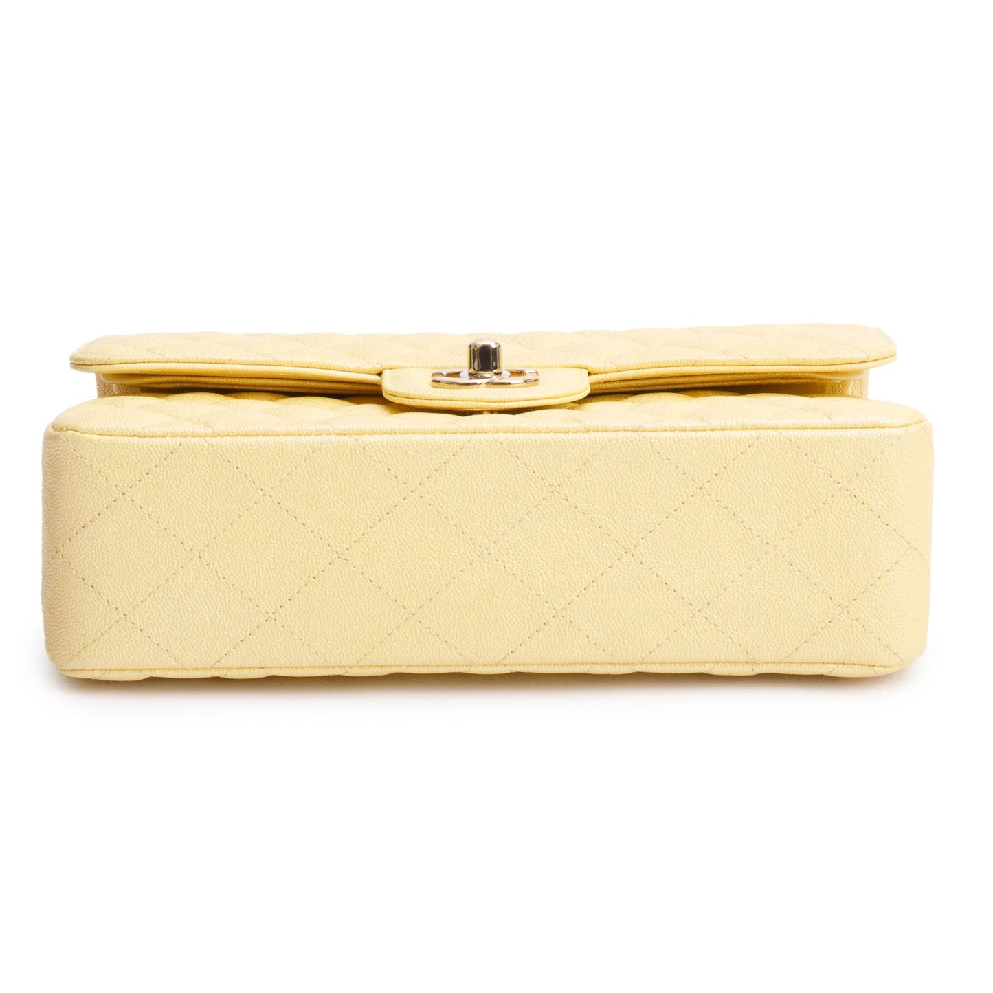 Chanel Yellow Iridescent Caviar Quilted Leather Small Double Flap Bag