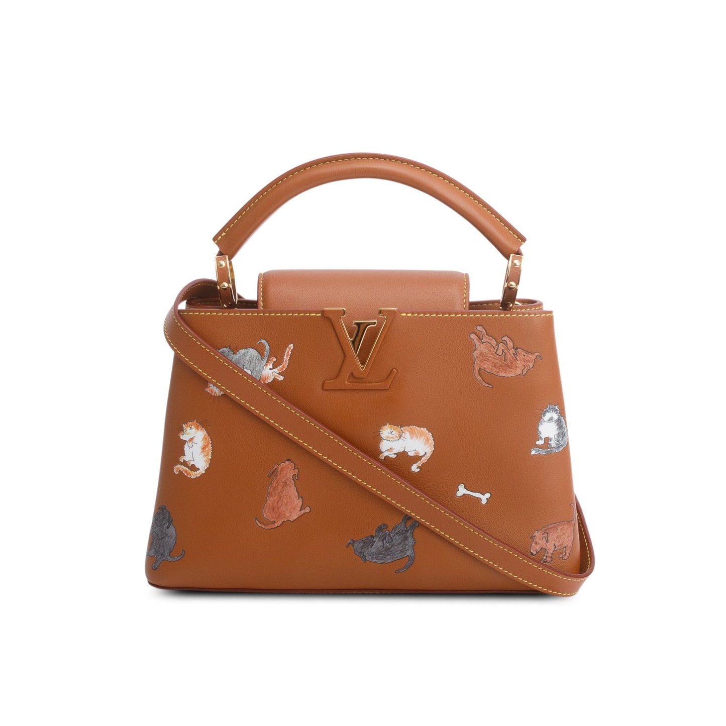 Louis Vuitton Brown Calfskin Catogram Capucines BB