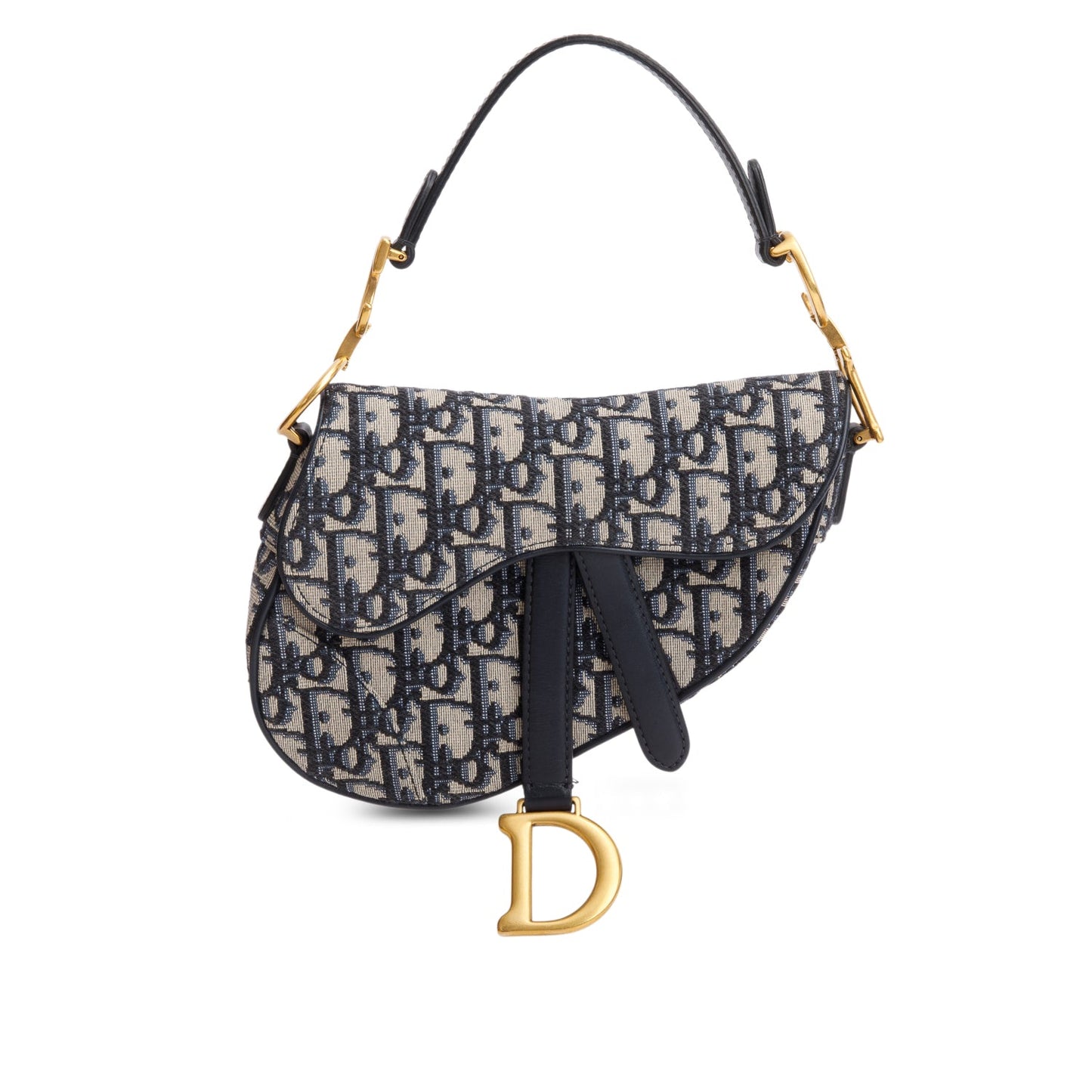 Christian Dior Blue Oblique Mini Saddle Bag
