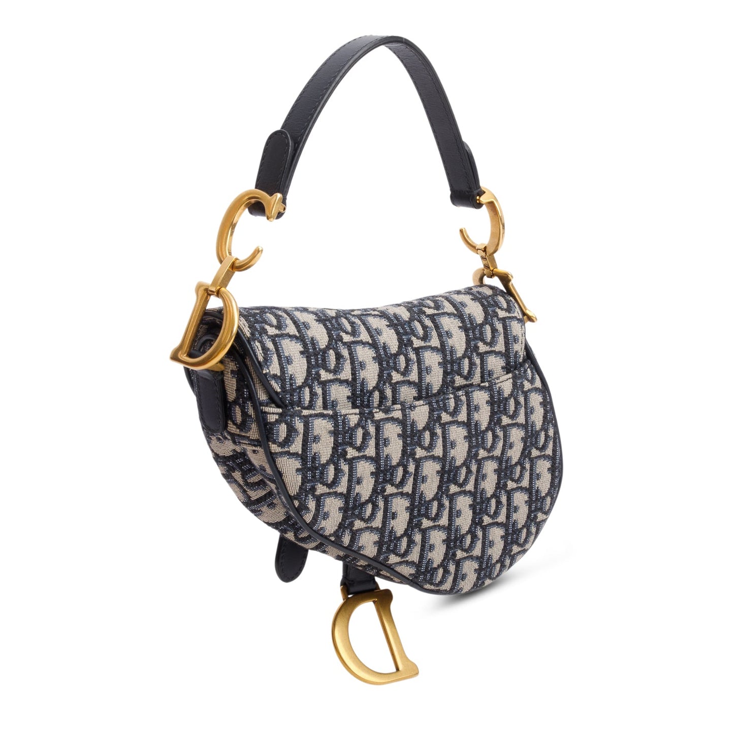 Christian Dior Blue Oblique Mini Saddle Bag