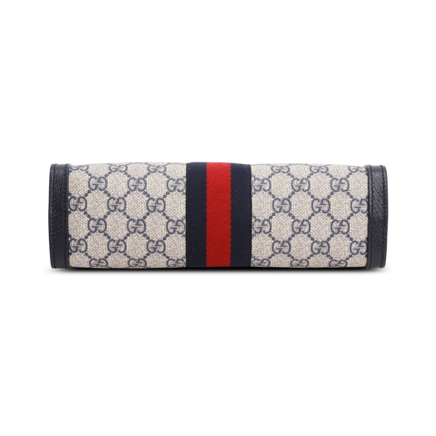 Gucci Black GG Supreme Monogram Textured Calfskin Web Medium Ophidia Chain Shoulder Bag