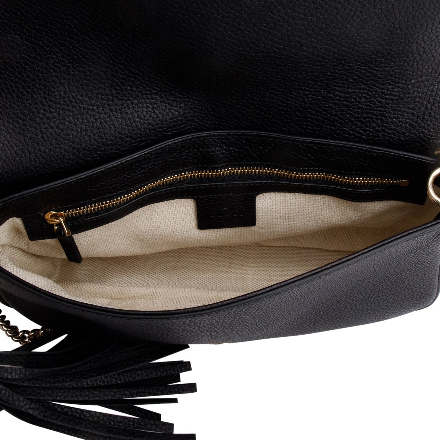 Gucci Black Pebbled Calfskin Medium Soho Chain Crossbody Bag