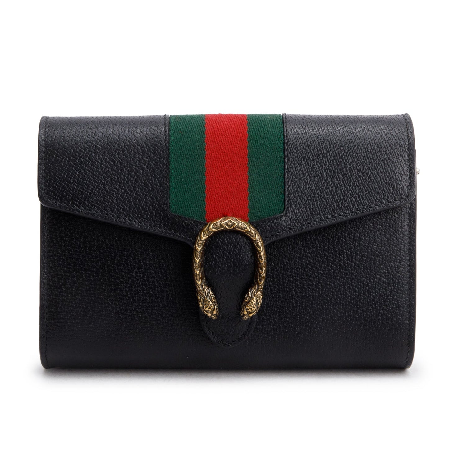 Gucci Black Calfskin Web Mini Dionysus Wallet on Chain