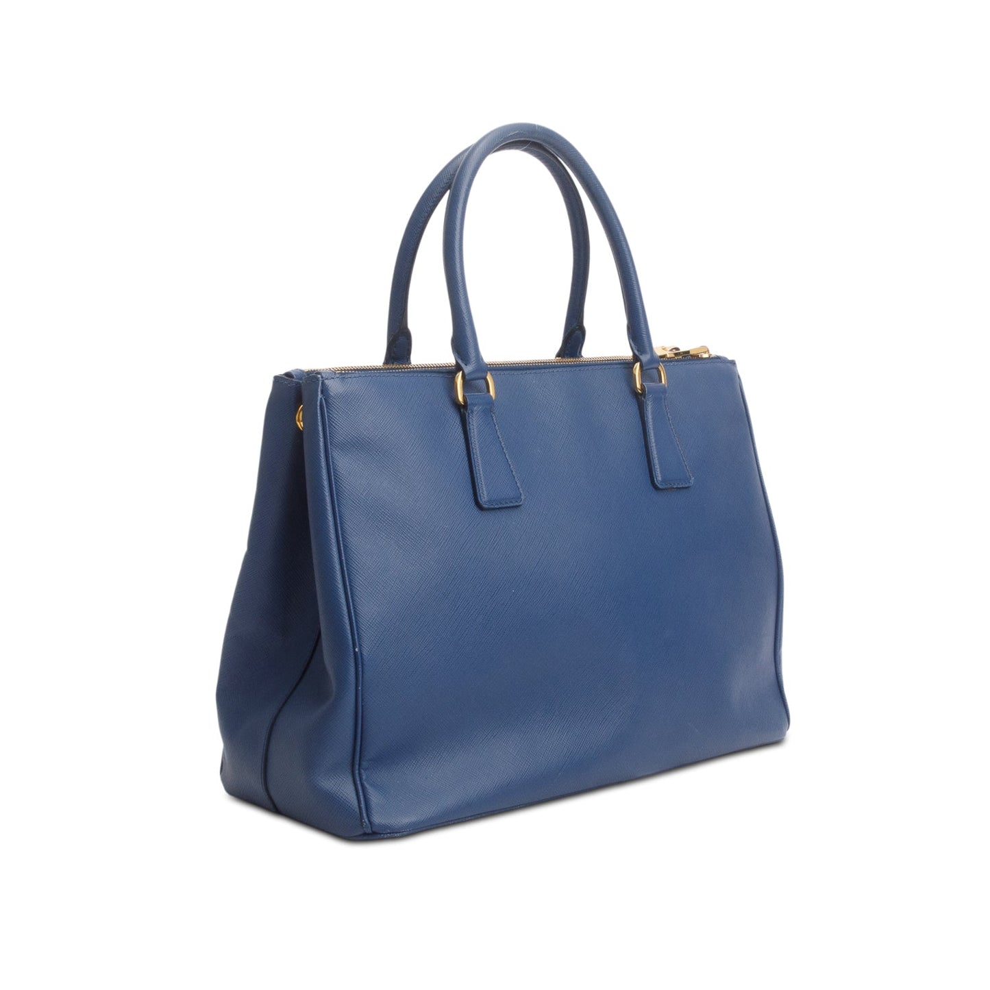 Prada Blue Saffiano Lux Medium Double Zip Galleria Tote