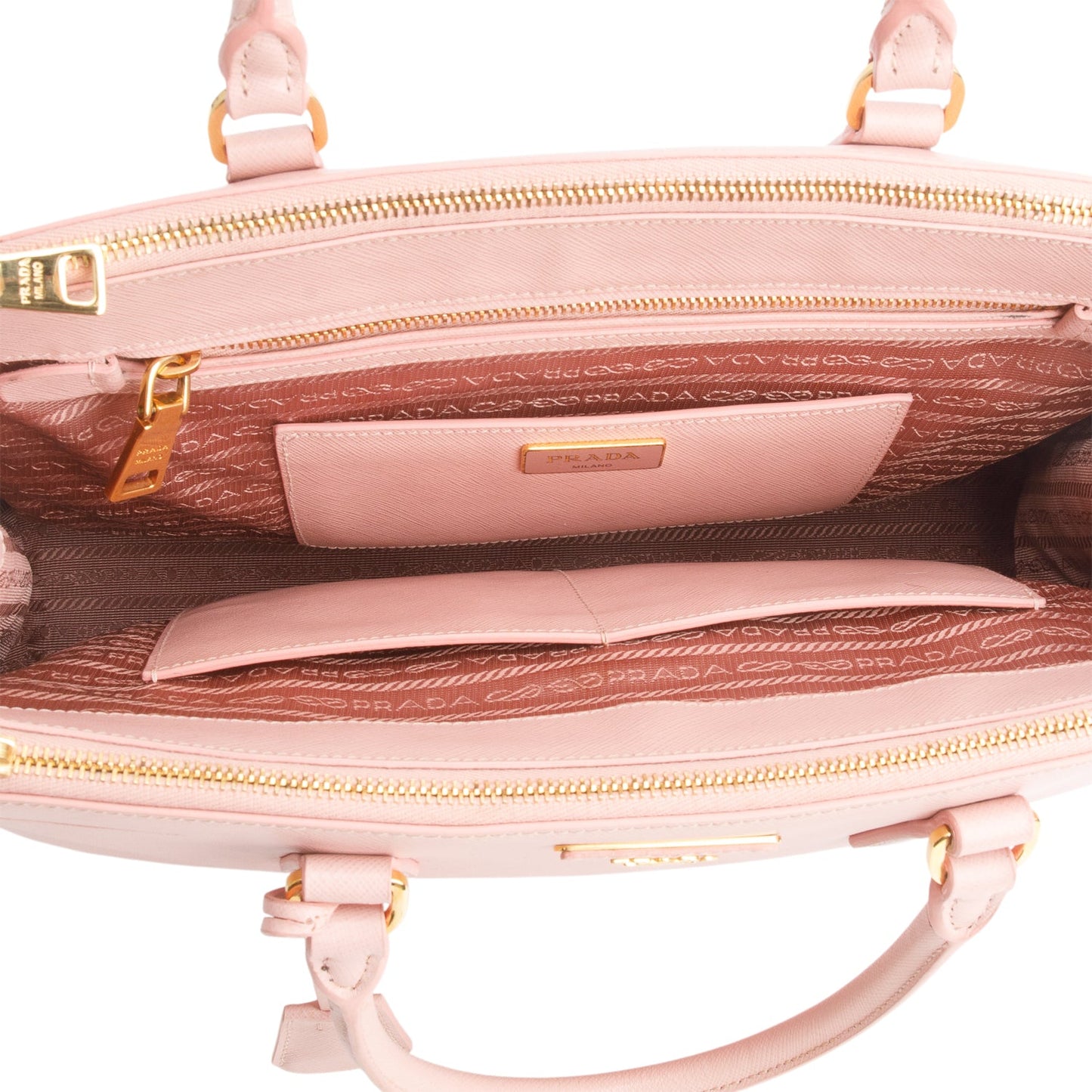 Prada Pink Saffiano Lux Medium Double Zip Galleria Tote