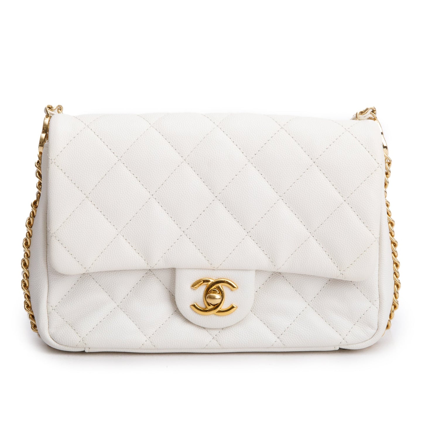 Chanel White Caviar Quilted Leather Mini CC You Flap Bag