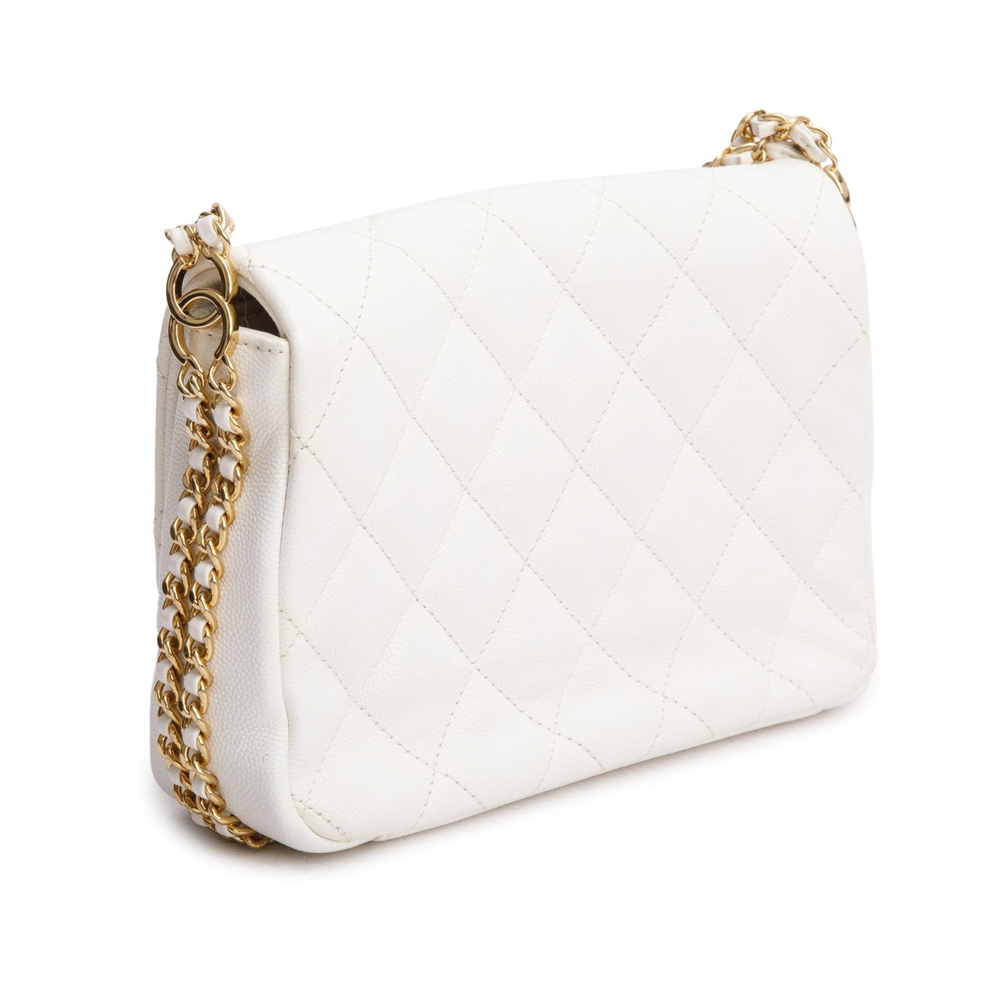 Chanel White Caviar Quilted Leather Mini CC You Flap Bag