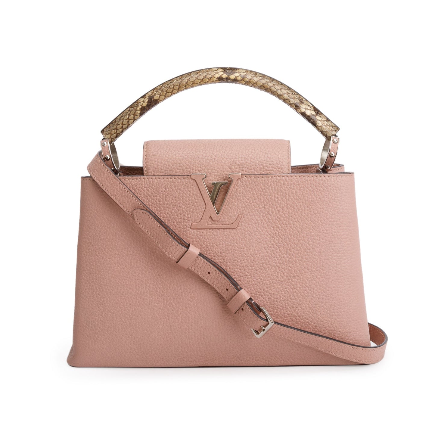 Louis Vuitton Python Trimmed Pink Taurillon Capucines MM