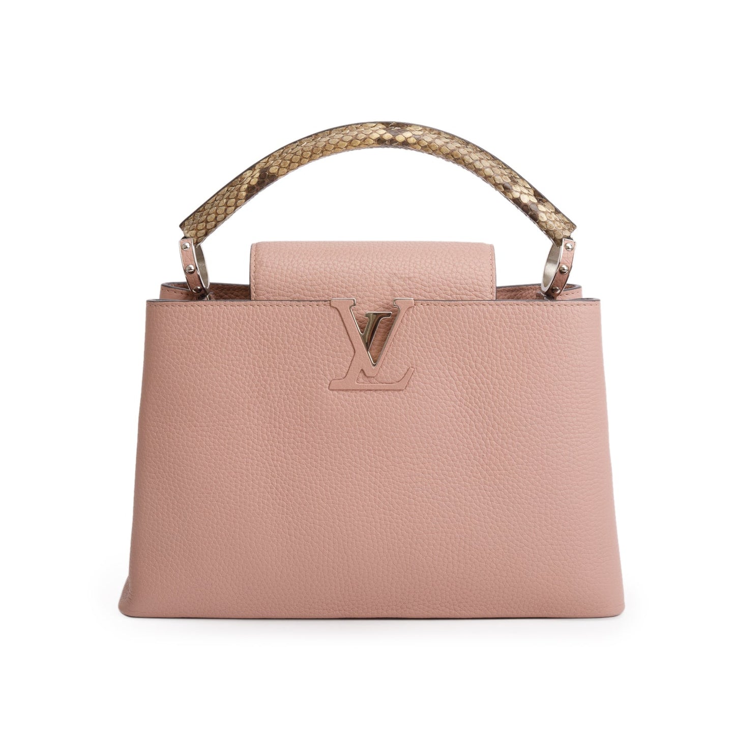 Louis Vuitton Python Trimmed Pink Taurillon Capucines MM