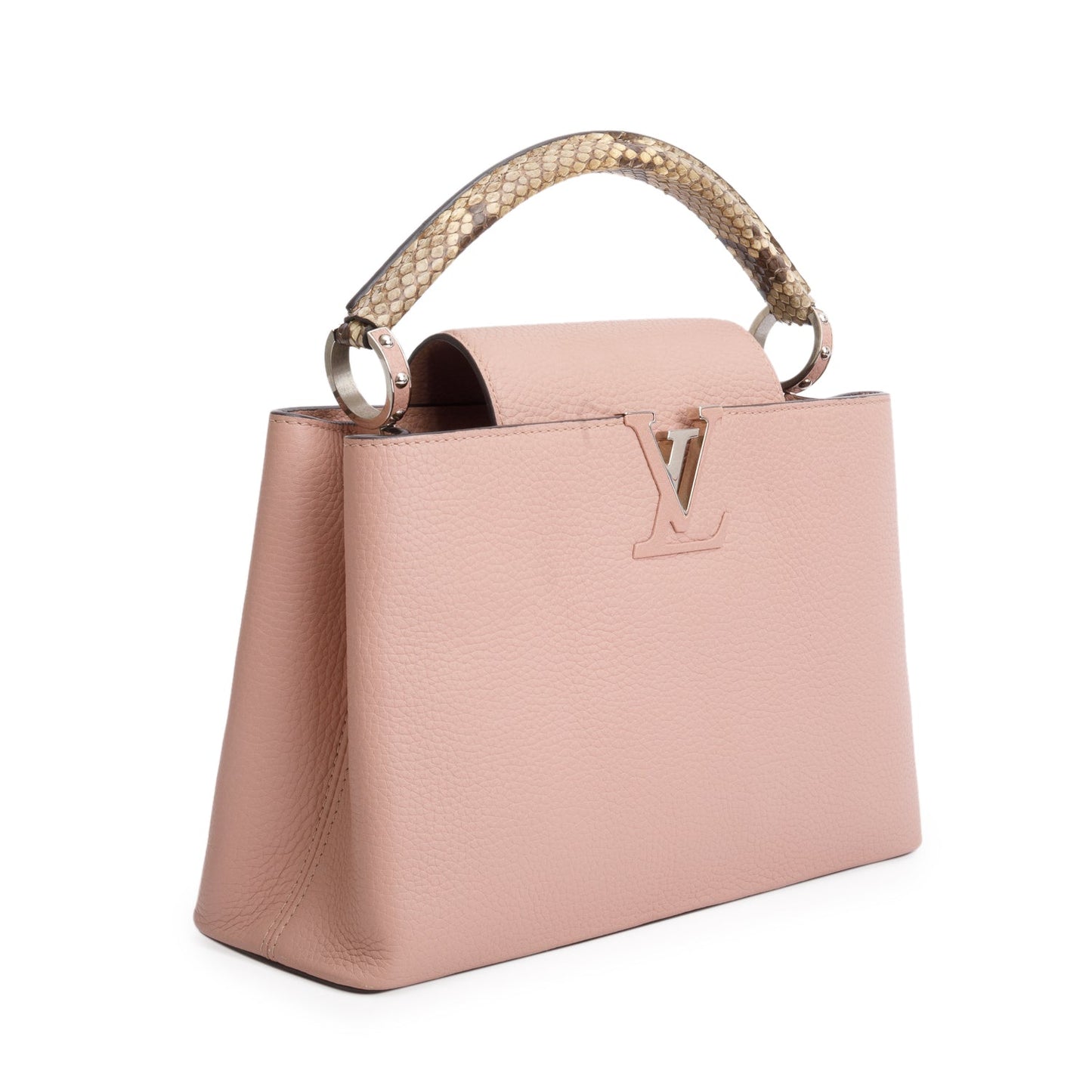 Louis Vuitton Python Trimmed Pink Taurillon Capucines MM