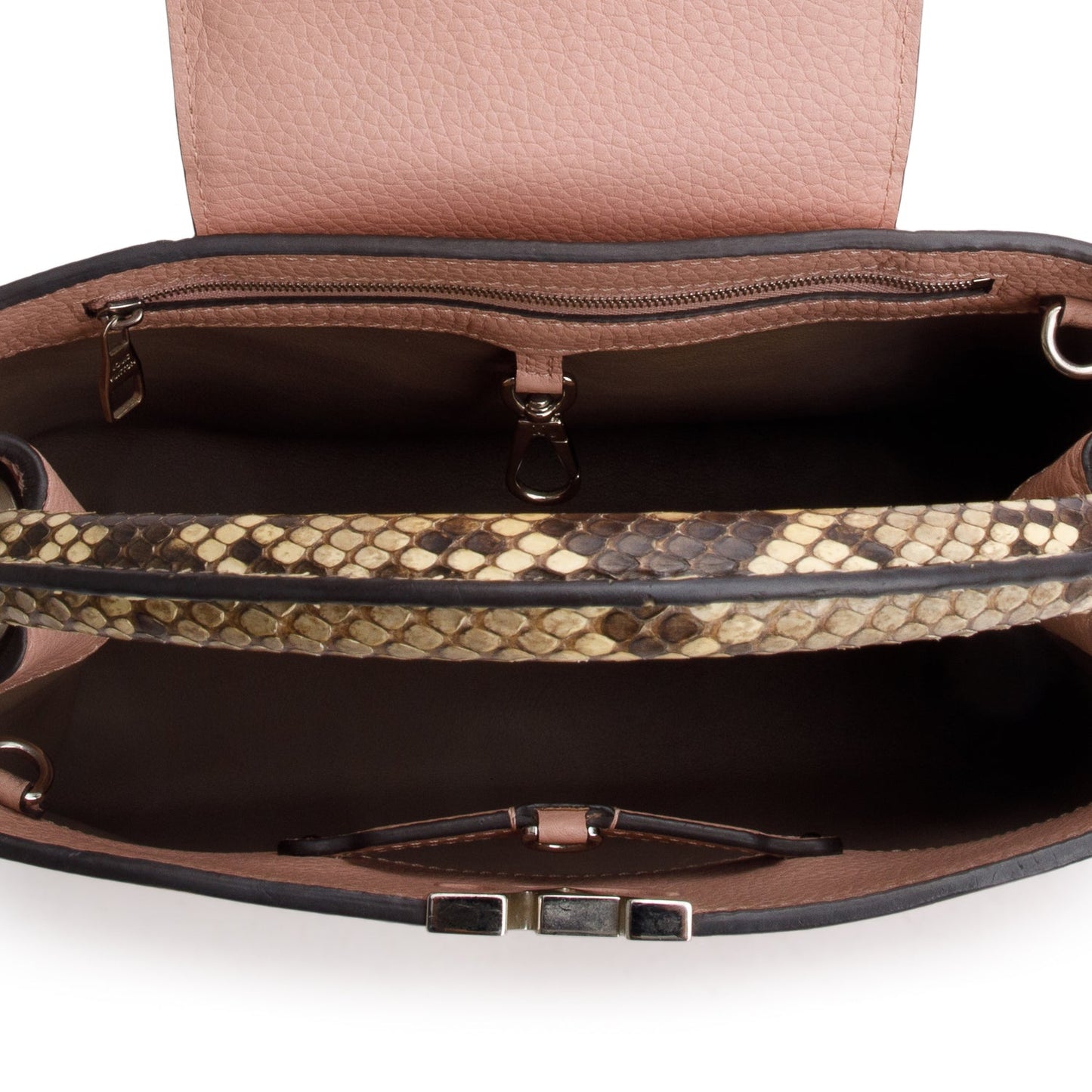 Louis Vuitton Python Trimmed Pink Taurillon Capucines MM