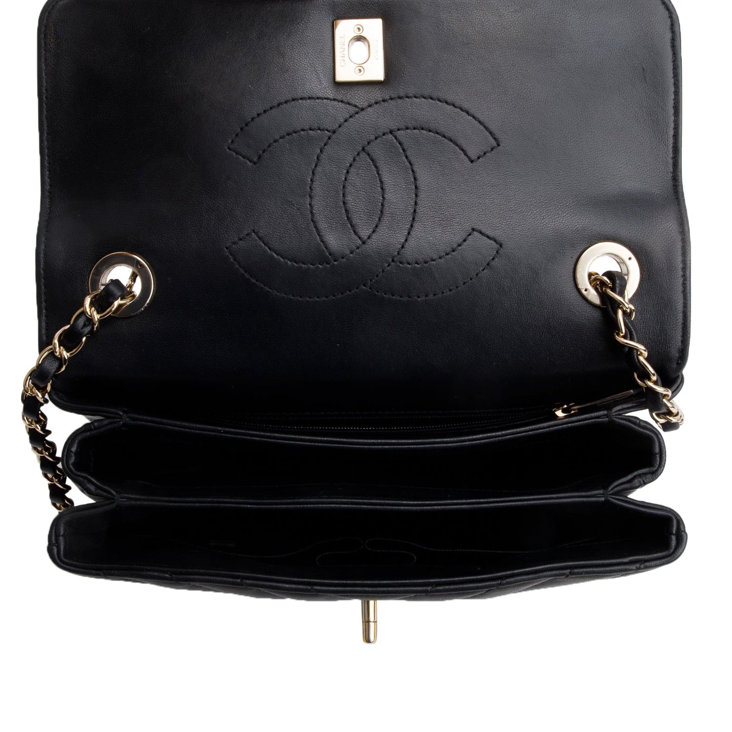 Chanel Black Chevron Lambskin Trendy CC Small Top Handle Flap Bag