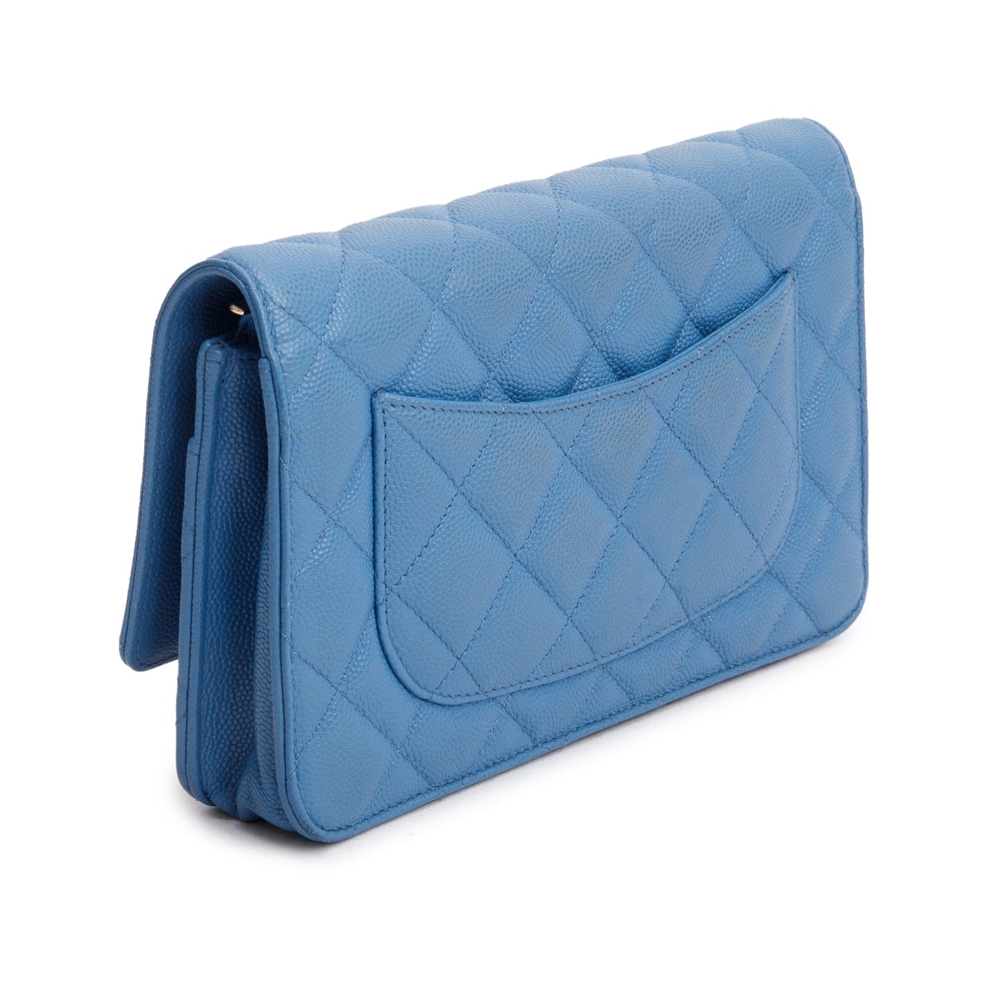 Chanel 2020 Blue Quilted Caviar Leather Classic Wallet on Chain