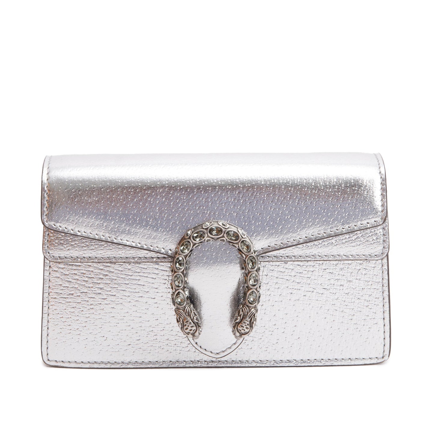 Gucci Dionysus Silver Calfskin Leather Dionysus Super Mini Bag