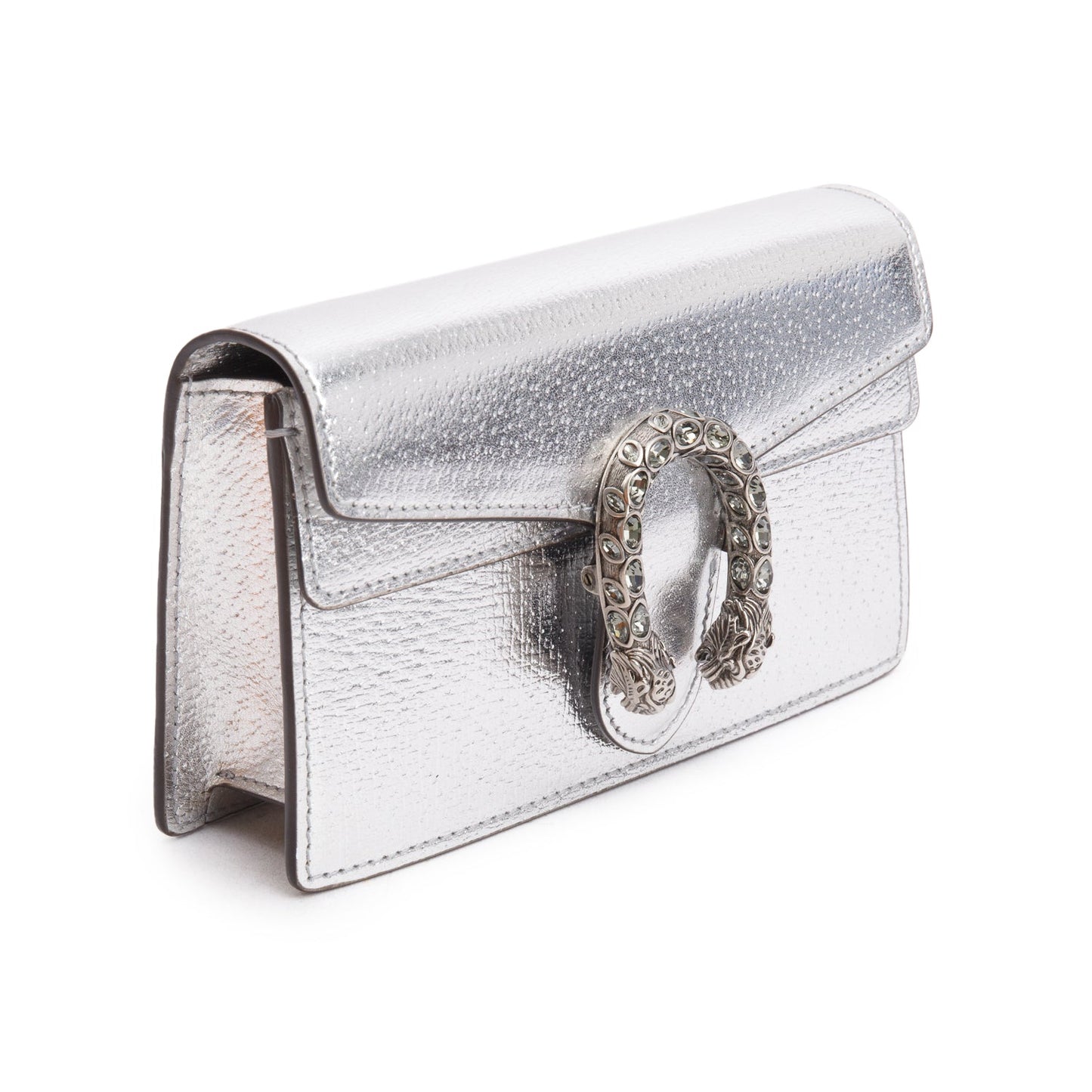 Gucci Dionysus Silver Calfskin Leather Dionysus Super Mini Bag