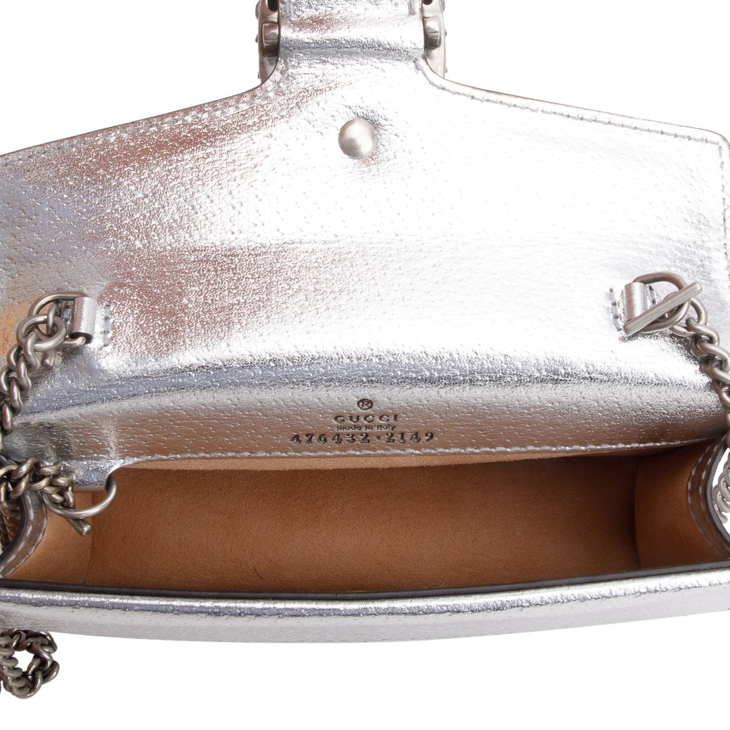 Gucci Dionysus Silver Calfskin Leather Dionysus Super Mini Bag