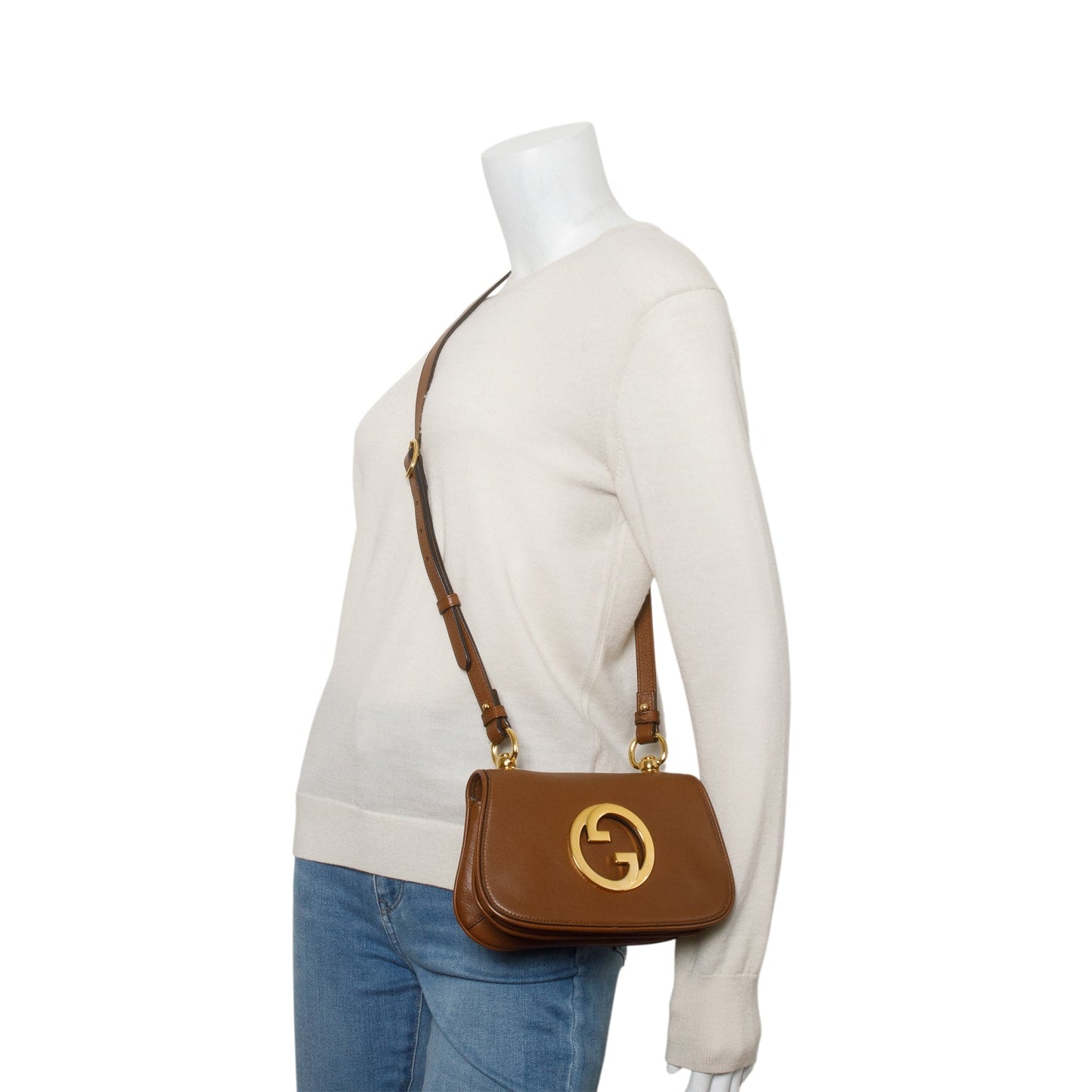 Gucci Brown Roxy Calfskin Web Mini Blondie Shoulder Bag