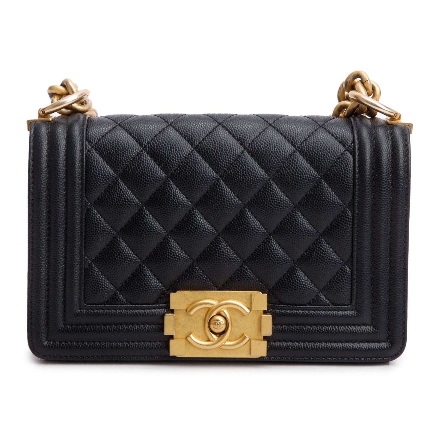 Chanel 2024 Black Caviar Leather Small Boy Bag