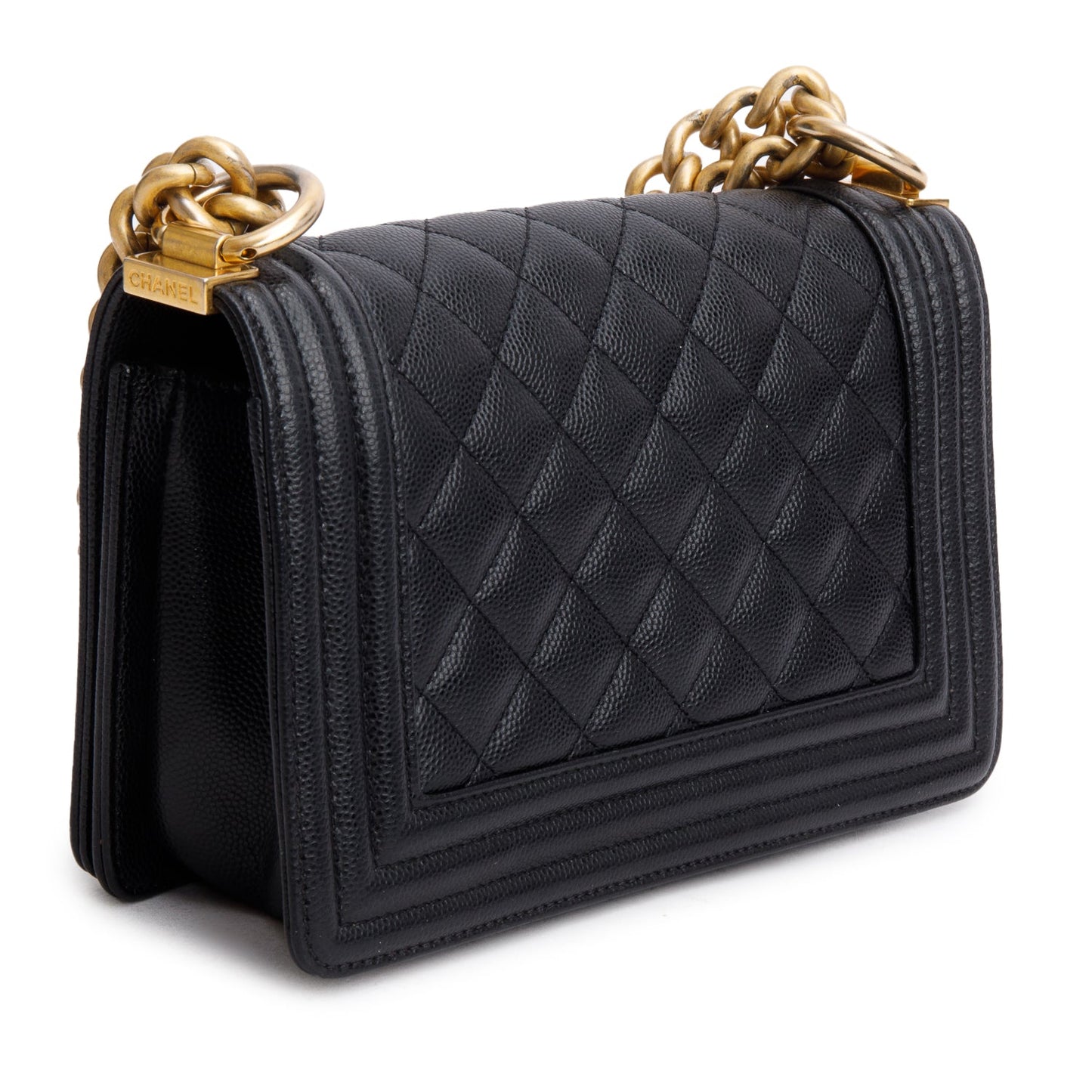 Chanel 2024 Black Caviar Leather Small Boy Bag