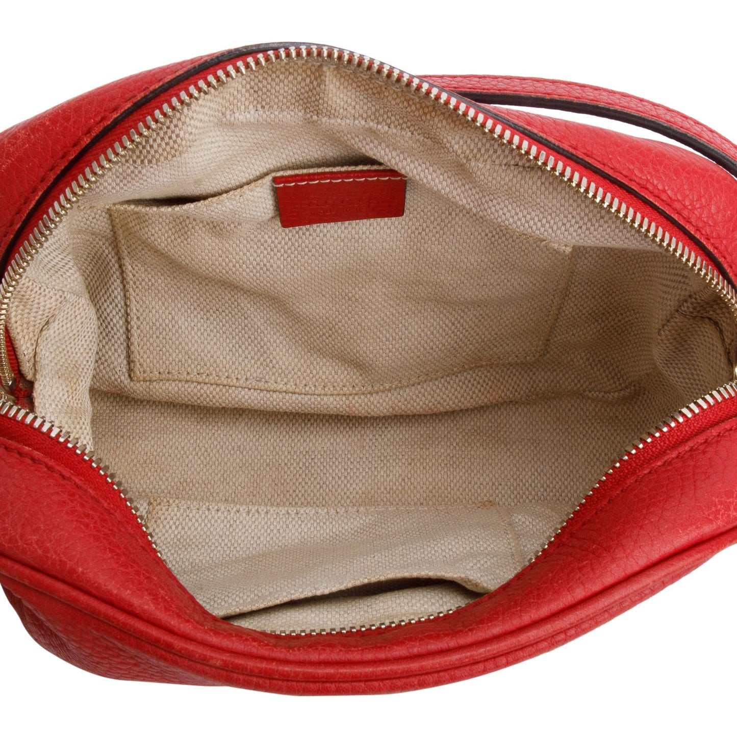 Gucci Red Pebbled Calfskin Leather Small Soho Disco Bag