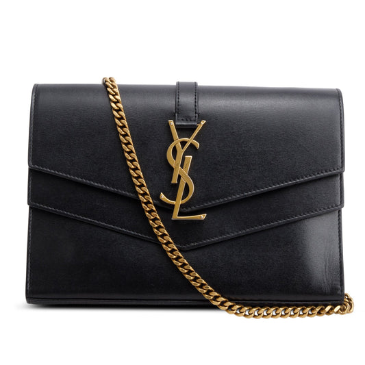 Saint Laurent Black Sulpice Leather Chain Wallet