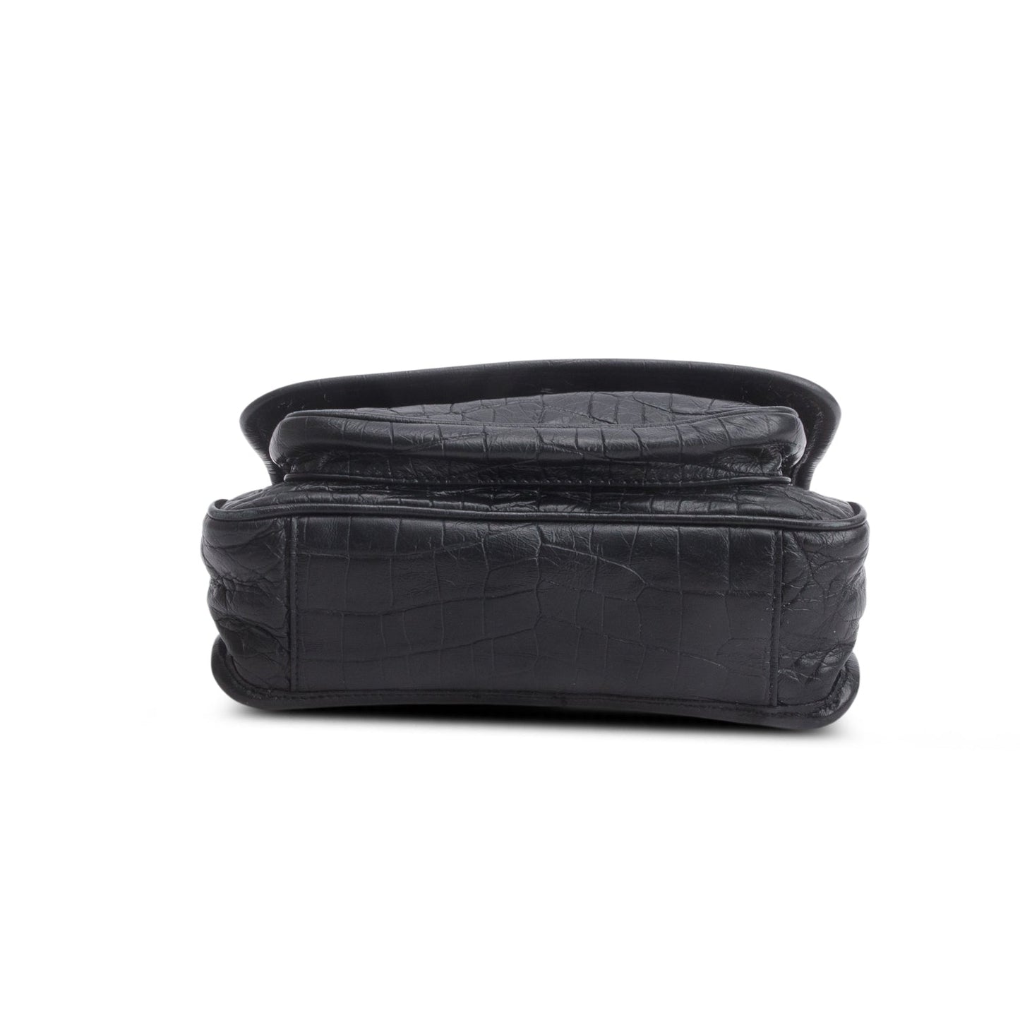 Saint Laurent 2020 Black Croc-Embossed Calfskin Matelasse Leather Baby Niki Shoulder Bag