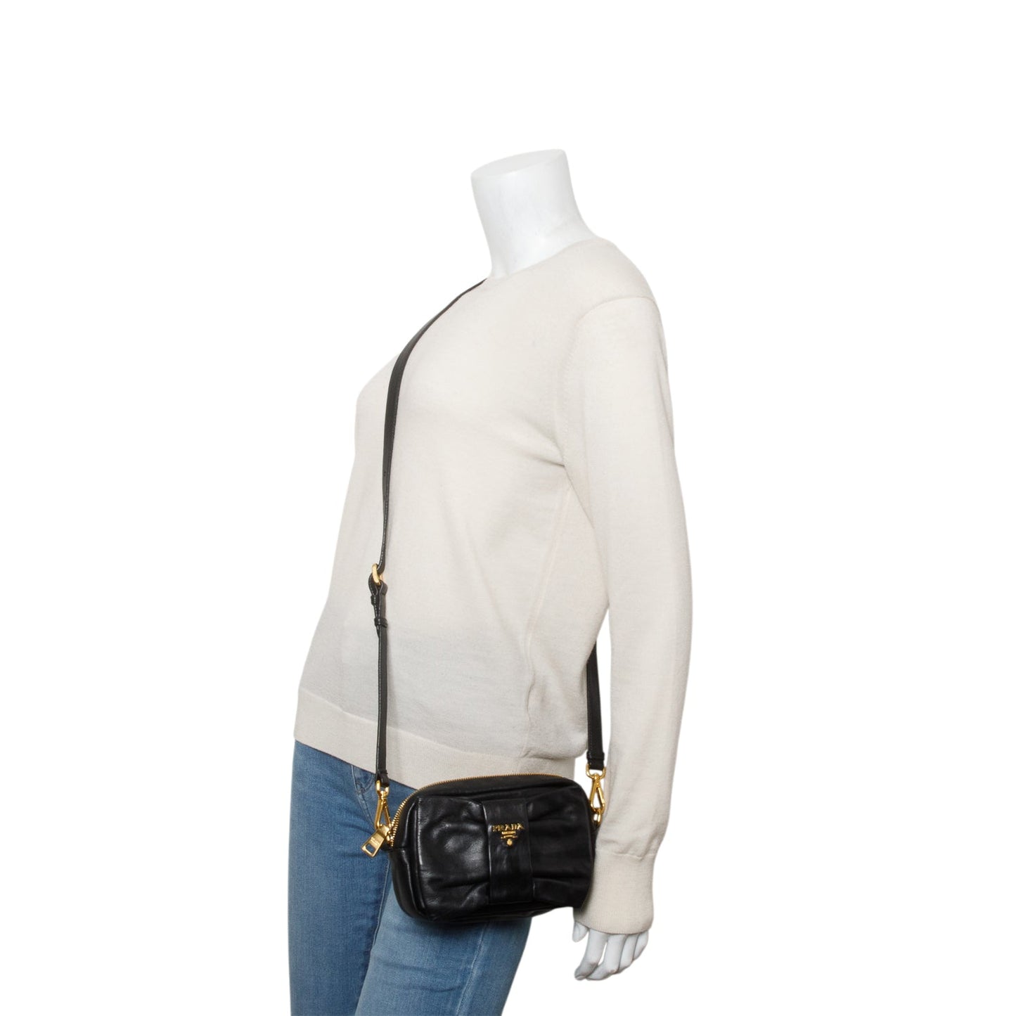Prada Black Nappa Fiocco Bow Crossbody Clutch