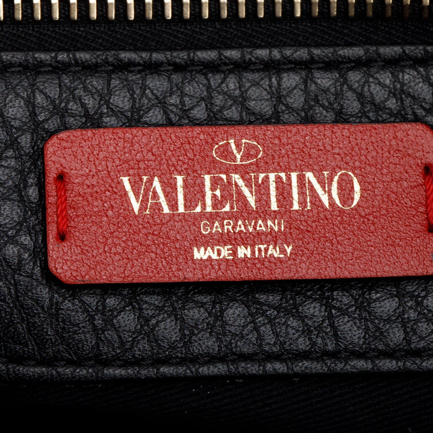 Valentino Black Grained Calfskin Leather Rockstud Top Handle Bag