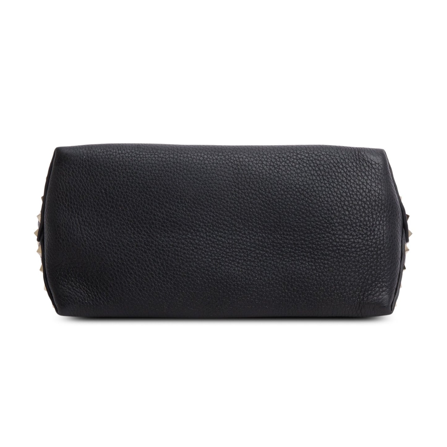 Valentino Black Grained Calfskin Leather Rockstud Top Handle Bag