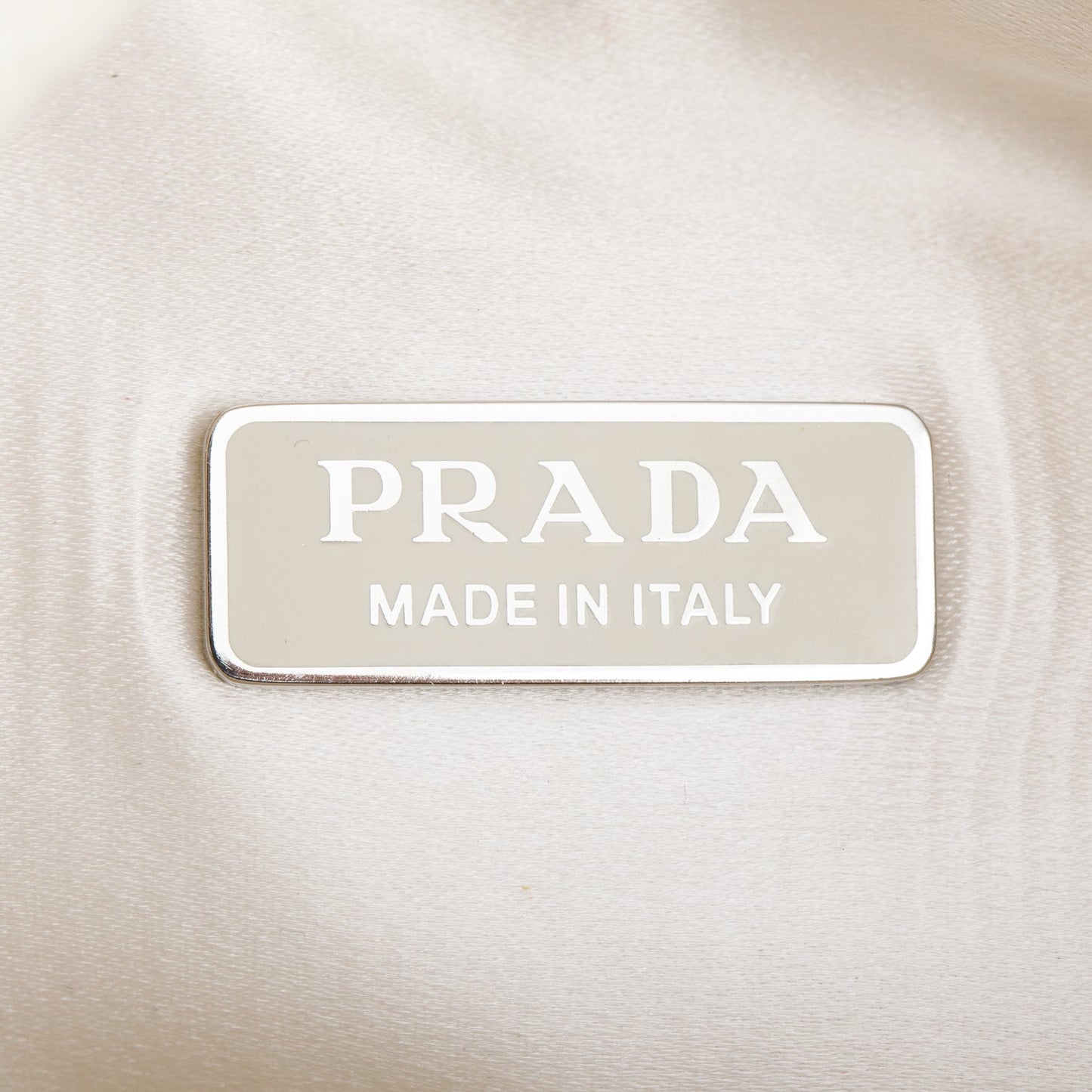 Prada White Satin Crystal Mini Re-Edition 2000 Bag