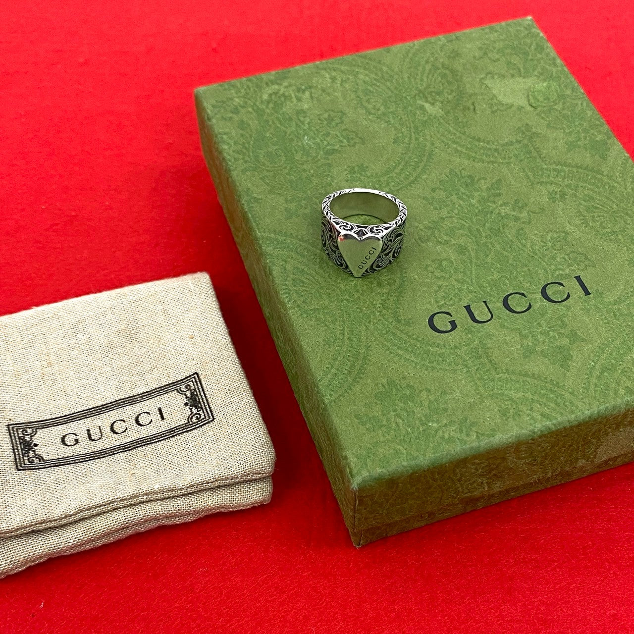 GUCCI Ring Silver925 Silver Arabesque Heart Ring