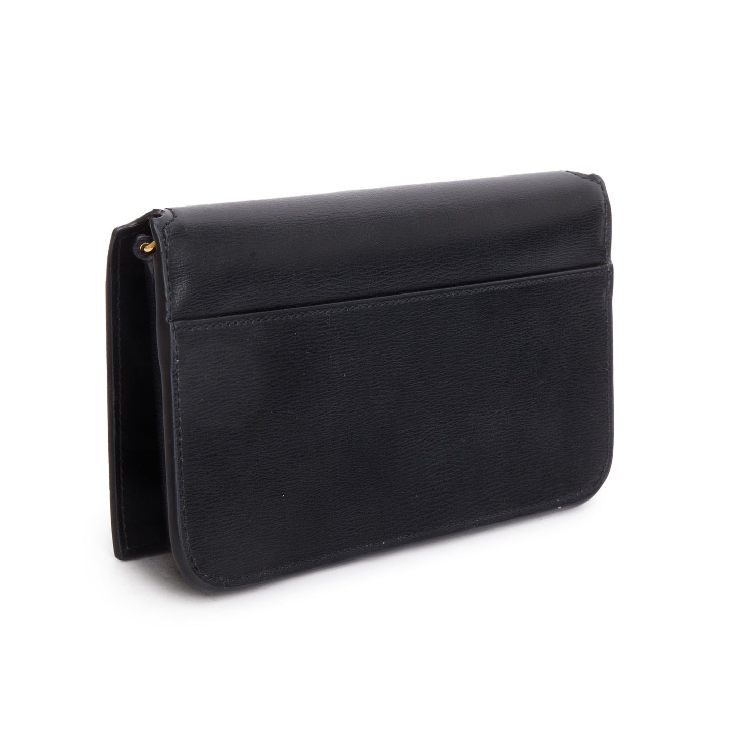 Saint Laurent 2024 Black Smooth Leather Cassandre Phone Holder