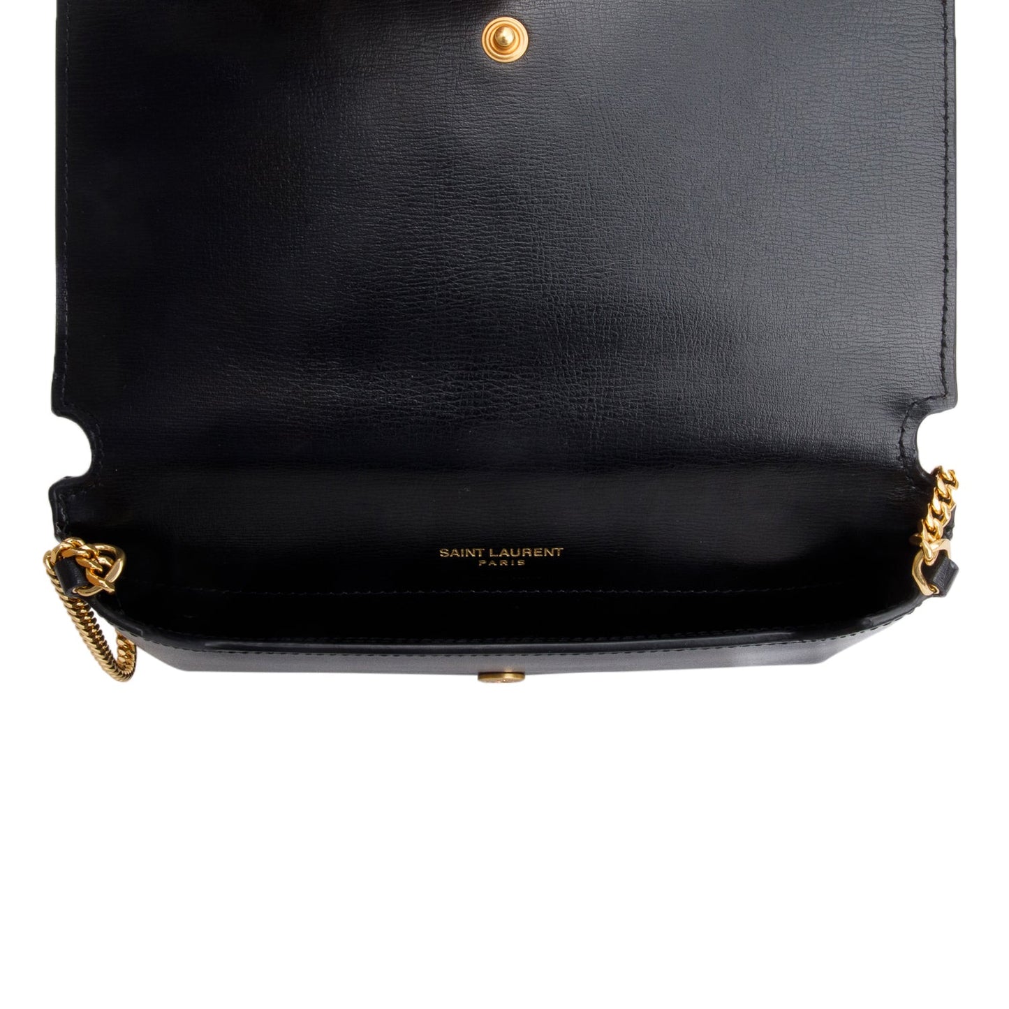 Saint Laurent 2024 Black Smooth Leather Cassandre Phone Holder