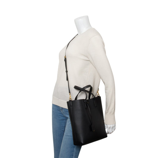 Saint Laurent 2023 Black Calfskin Leather Toy Shopping Tote