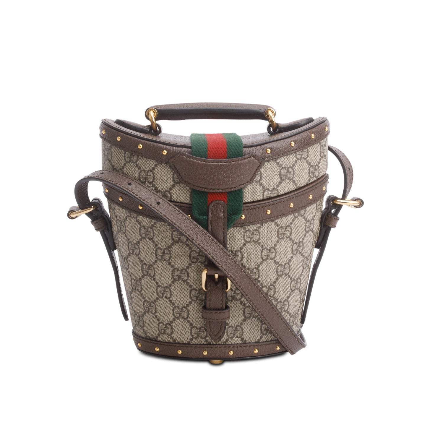 Gucci GG Supreme Monogram Web Mini Hat Case Satchel