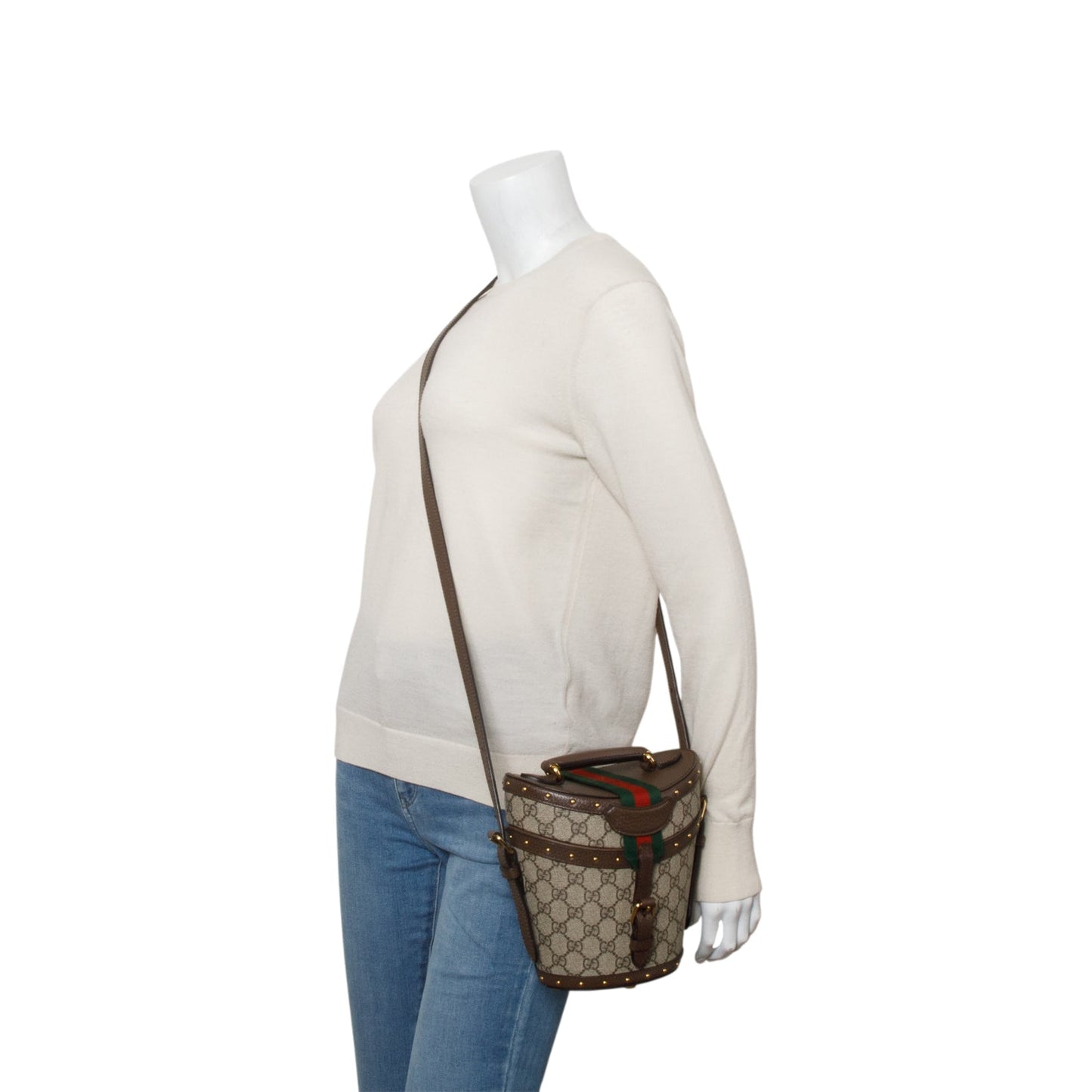 Gucci GG Supreme Monogram Web Mini Hat Case Satchel