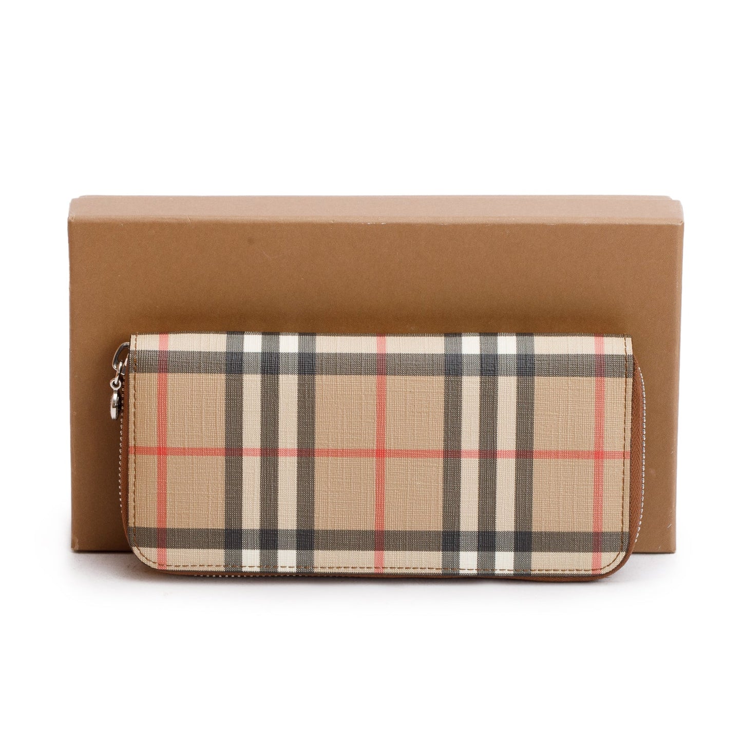 Burberry Brown Ellerby Vintage Check Long Zip Wallet