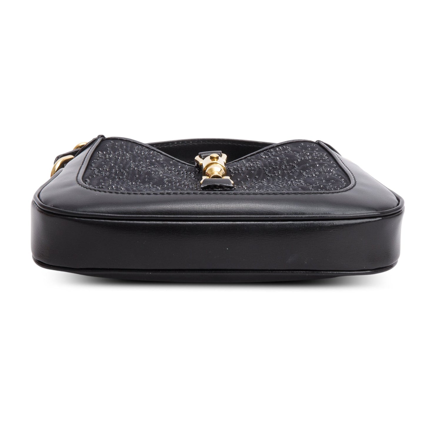Gucci Black New Canvas Charisma Calfskin Crystal GG Monogram Mini Jackie 1961