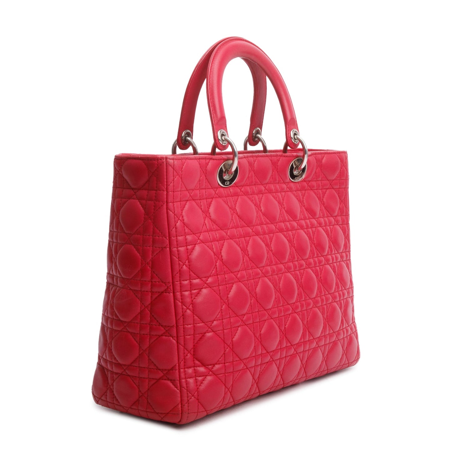 Christian Dior Pink Cannage Leather Large Lady Dior Bag