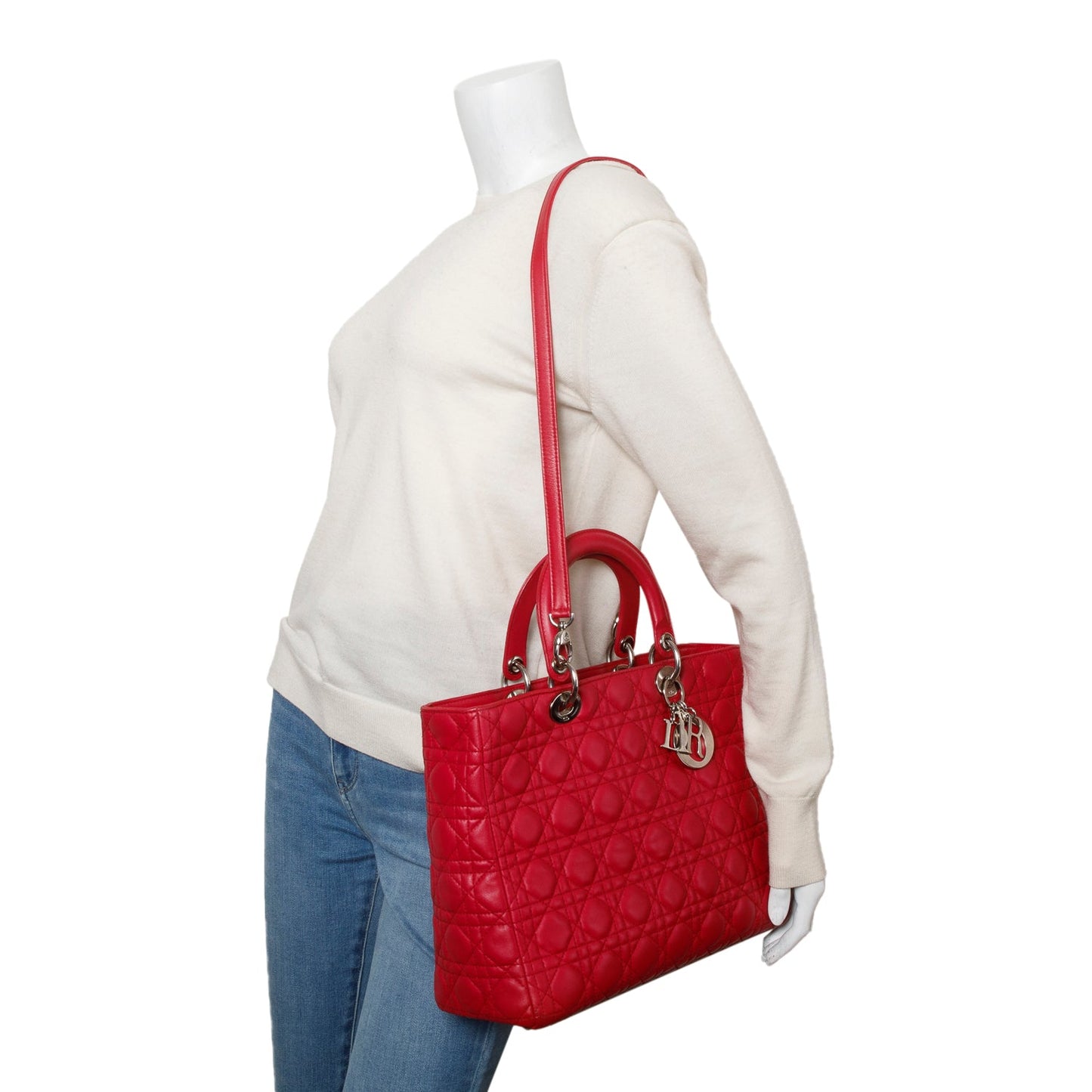 Christian Dior Pink Cannage Leather Large Lady Dior Bag