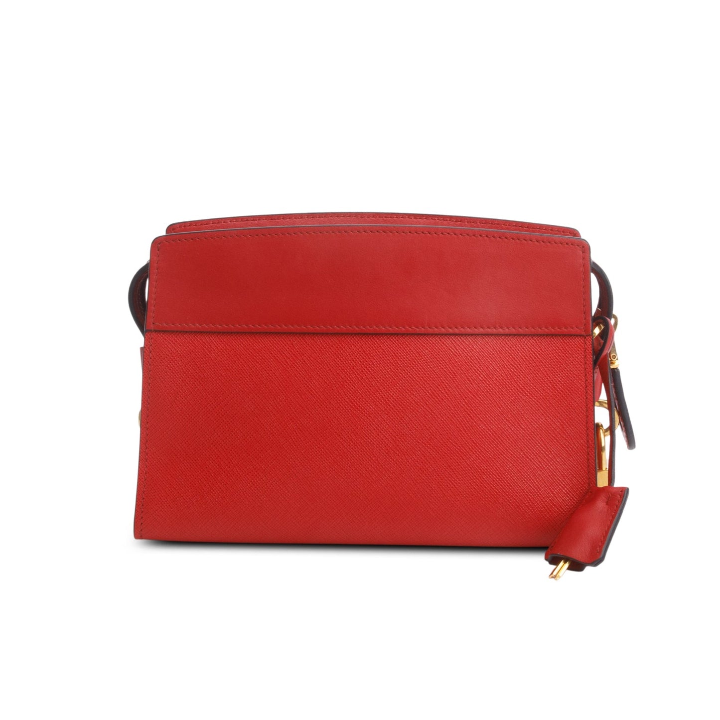 Prada Red Saffiano City Calfskin Esplanade Small Shoulder Bag