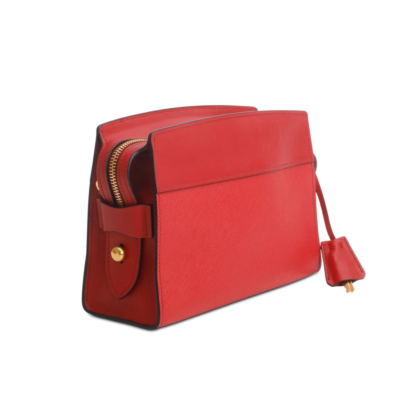 Prada Red Saffiano City Calfskin Esplanade Small Shoulder Bag
