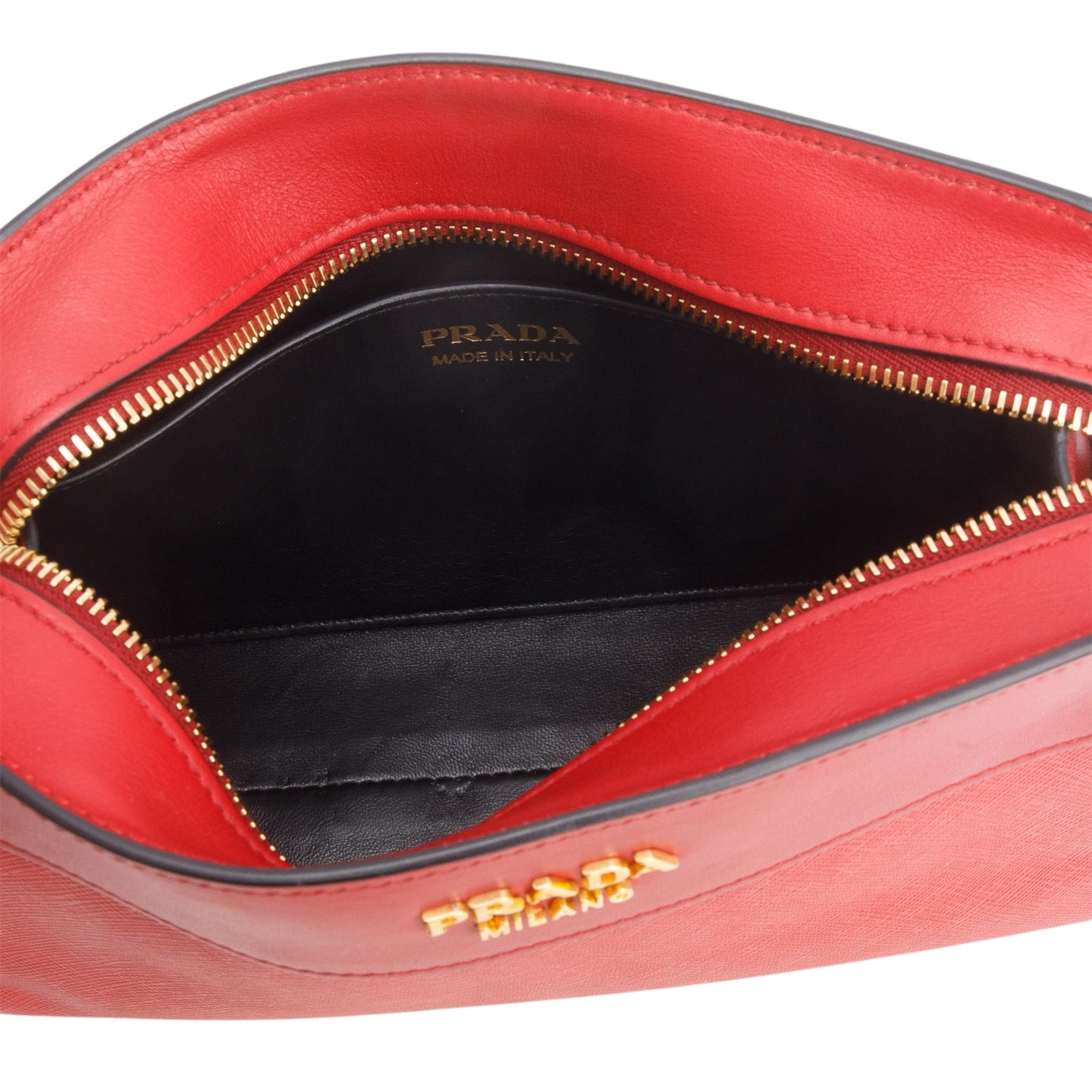 Prada Red Saffiano City Calfskin Esplanade Small Shoulder Bag
