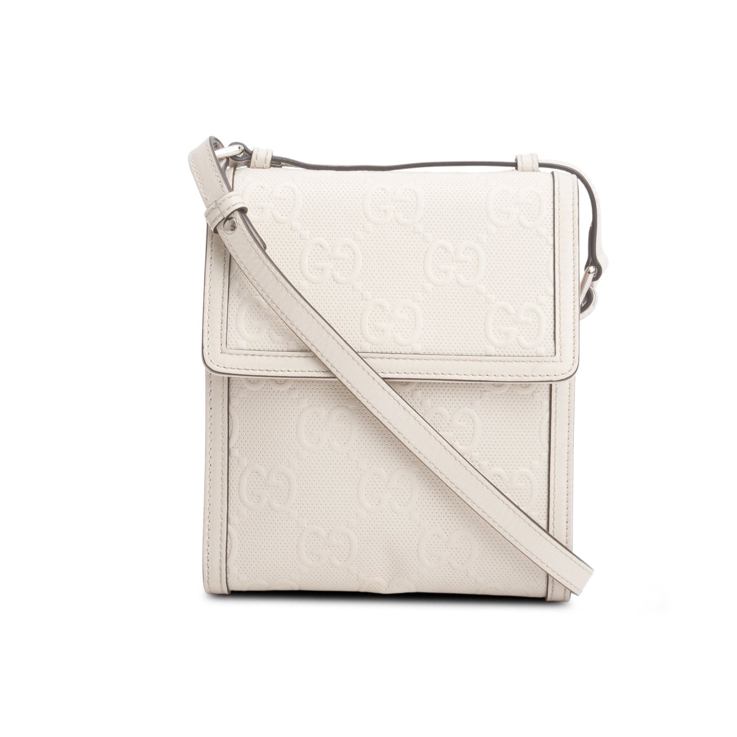Gucci Cream Calfskin GG Tennis Embossed Messenger Bag