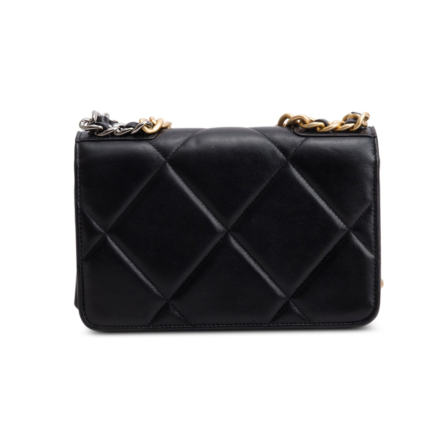 Chanel Black Quilted Lambskin Leather 19 Wallet On Chain