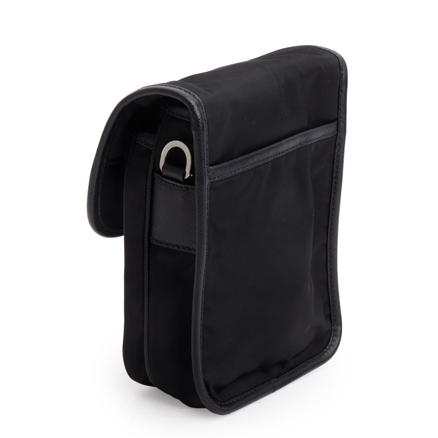 Prada Black Re-Nylon Saffiano Mini Pocket Single Snap Buckle Messenger Bag