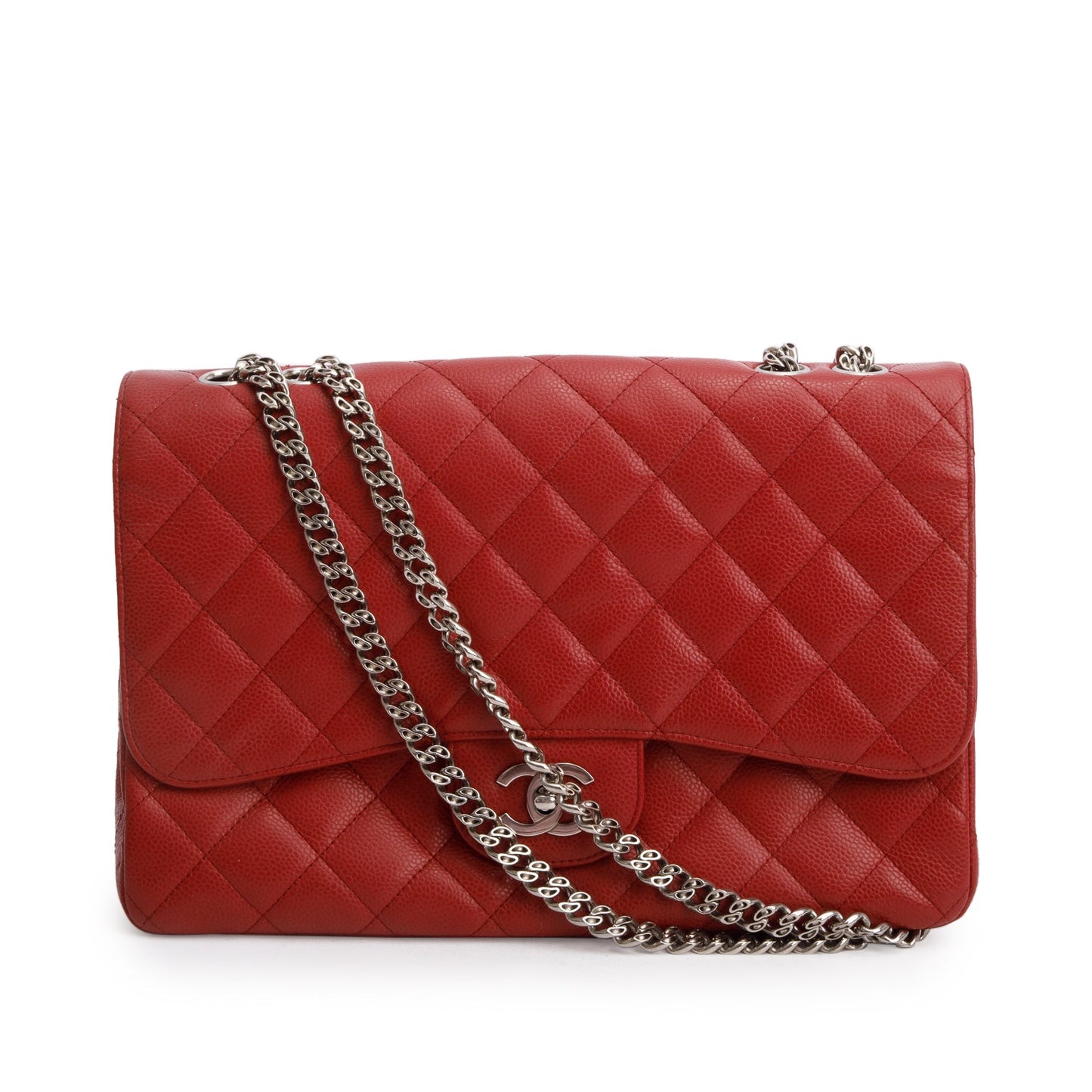 Chanel Red Caviar Classic Jumbo Single Flap Bag