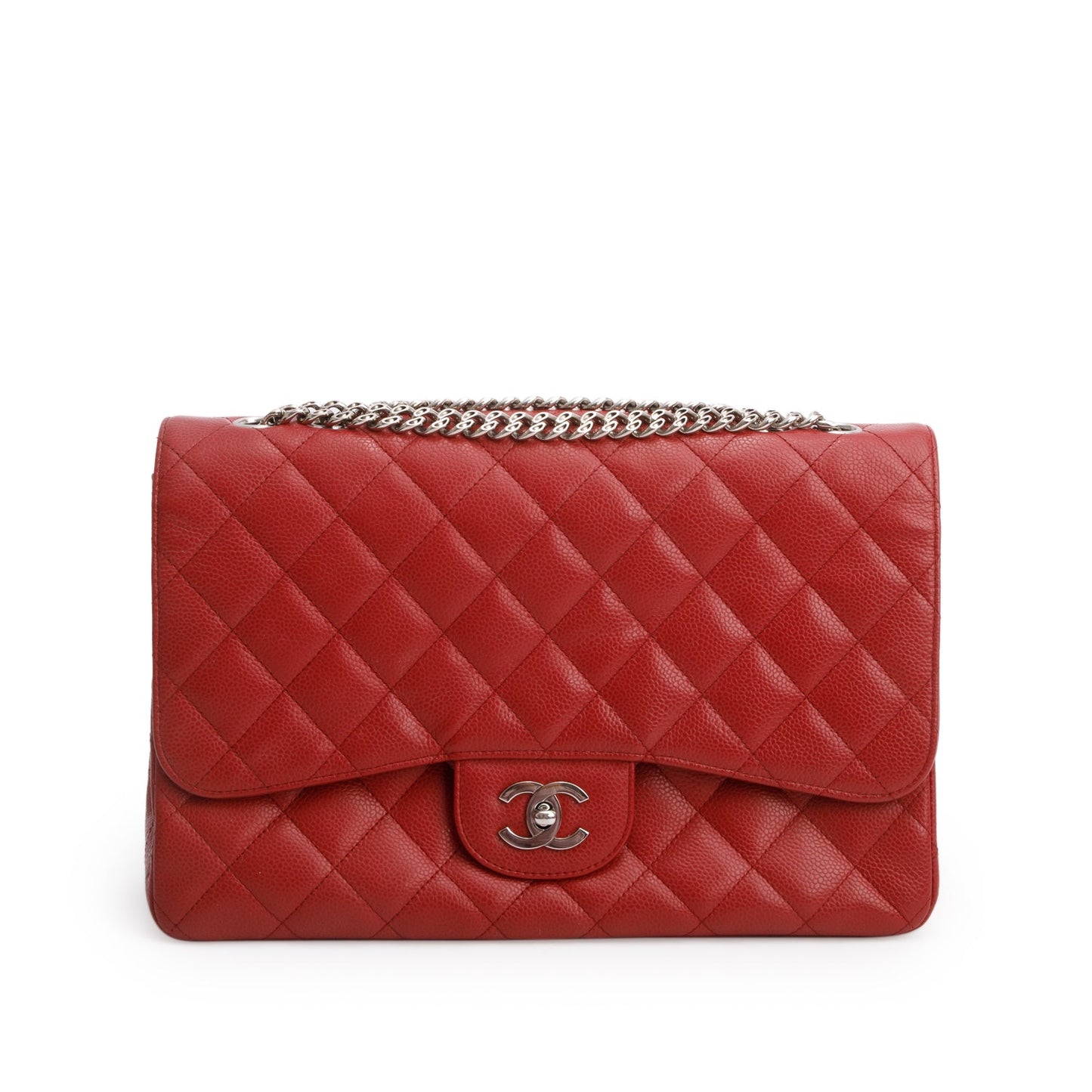 Chanel Red Caviar Classic Jumbo Single Flap Bag